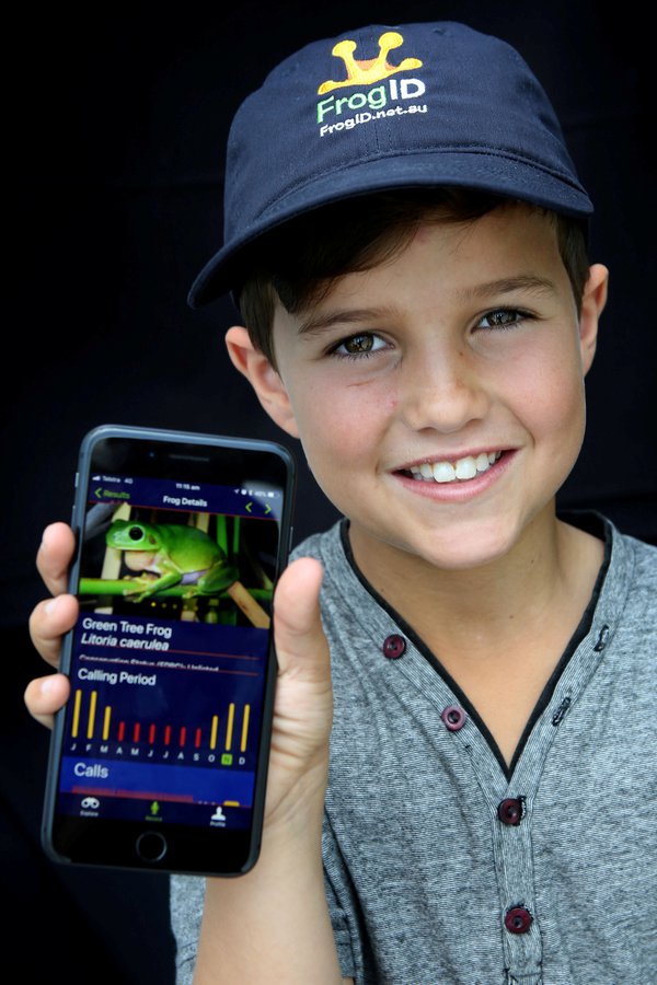 Boy using a mobile app