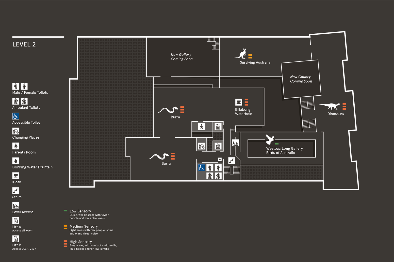 Australian Museum visitor map of Level 2